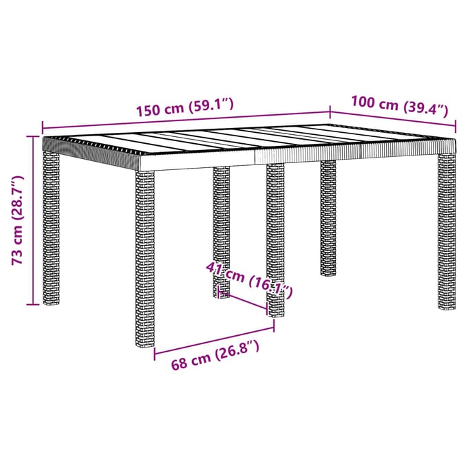 vidaXL - Tuin - Eettafel - Set - 7 - st - Bruin - Polt - riet