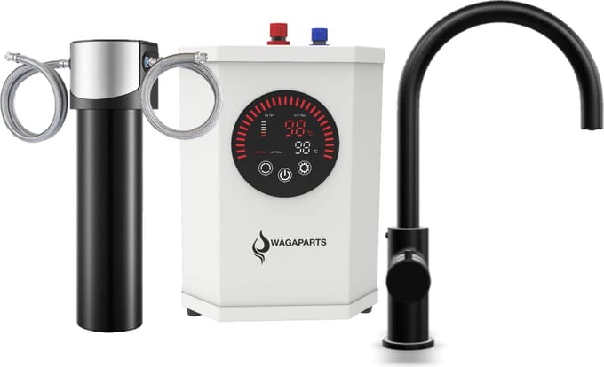 3in1 direct kokend heet waterkraan incl. boiler en filter- 2.4L boiler - Zwart