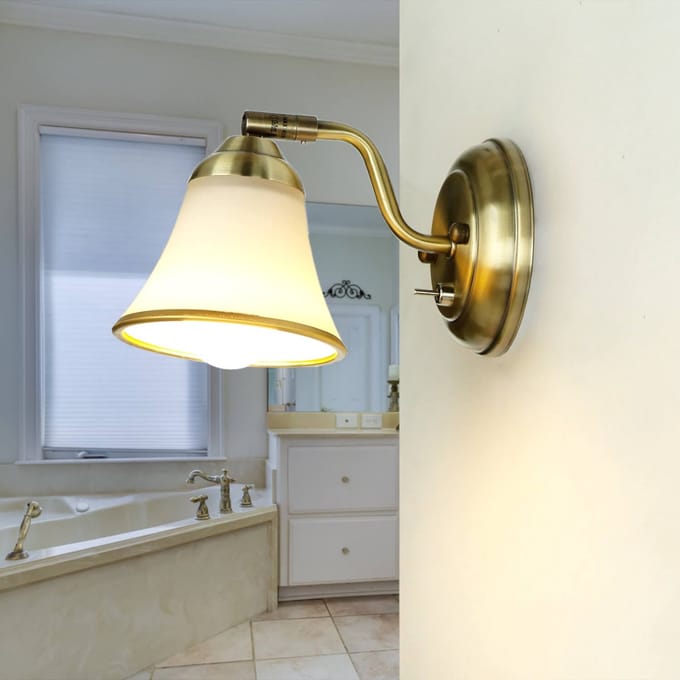 Licht-Erlebnisse - Grando - Wandlamp - E14 - van - Metaal glas - in - Brons wit