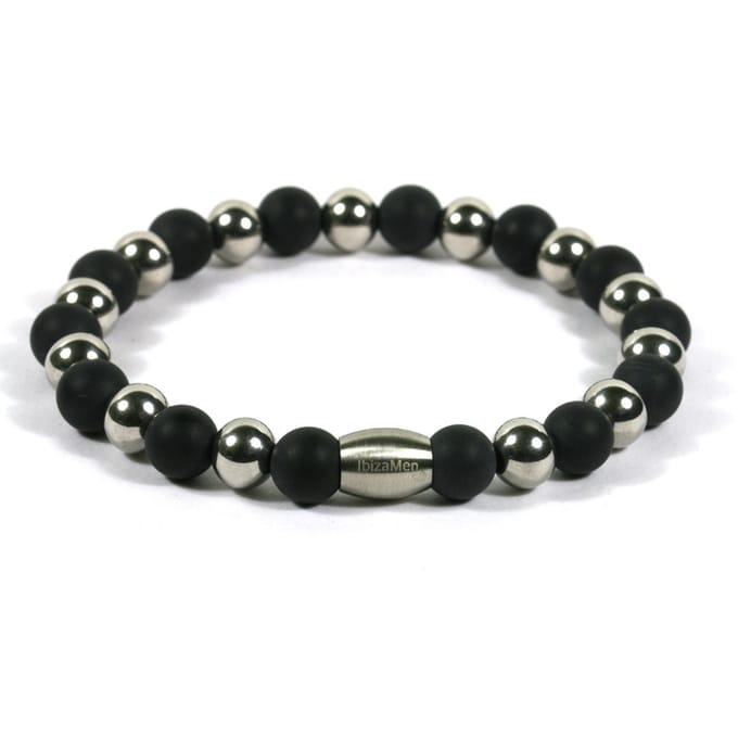 Heren armband rvs onyx matte 8mm - Ibizamen 21cm