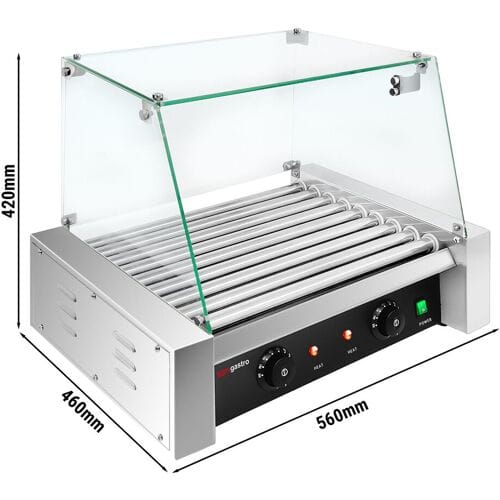 GGM Gastro Würstchengrill / Hot Dog Grill - mit 9 Rollen & Glasaufsatz