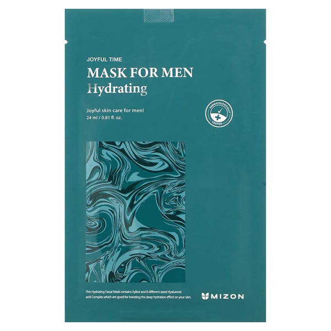 Mizon, Men's, Hydrating Beauty Mask, 1 Sheet Mask, 0.81 fl oz (24 ml) blue