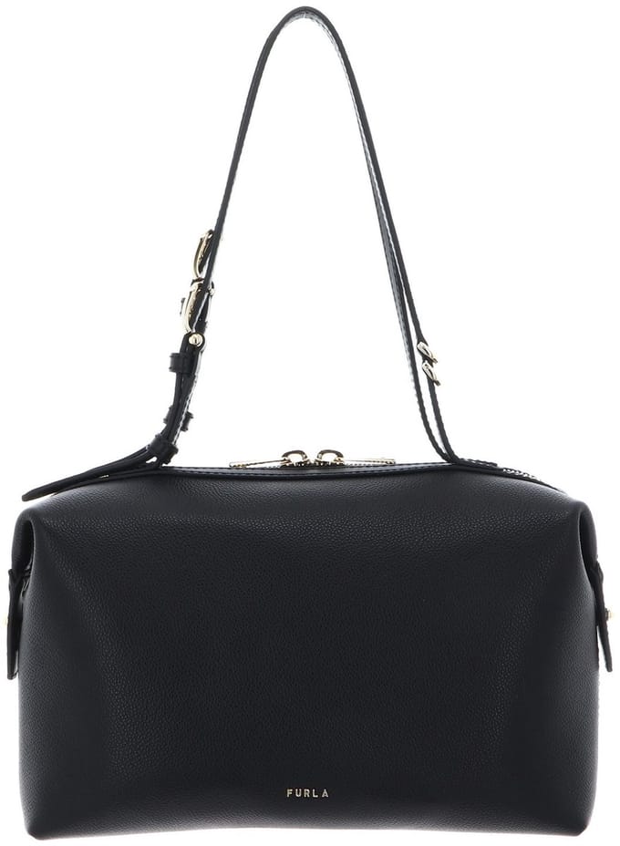 FURLA Leren handtas schoudertas Double Boston Bag Nero zwart