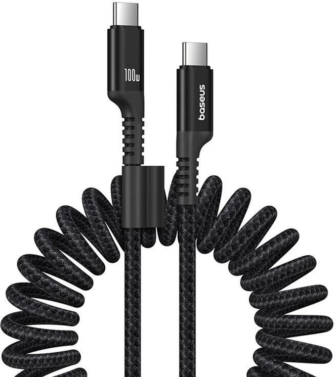 Baseus Fast Charging Cable USB-C to USB-C Fish-Eye - 100watt - 1m coilled - Black