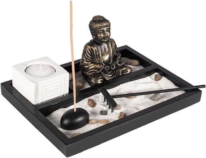 Zen Tuin - Decoratie Set - Ontspanning Thuis - Met Boeddha Figuur - Zwart