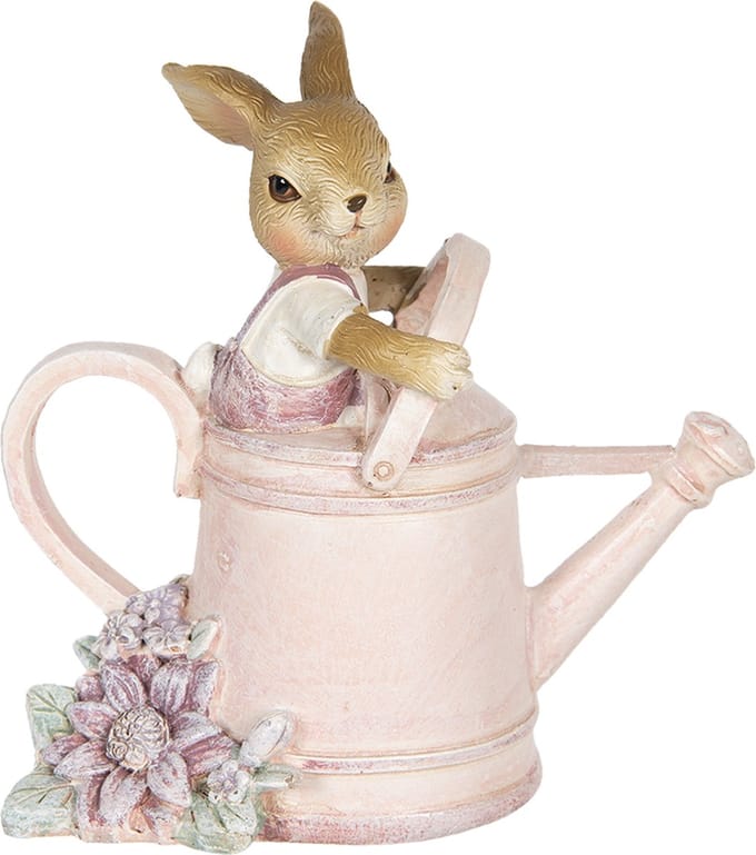 Clayre & Eef Beeld Konijn 10x6x11 cm Roze Kunststof