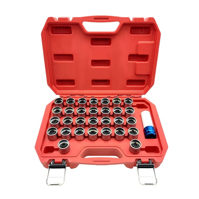 31 stuks Security Master Locking Wheel Moer Sleutel Antidiefstal Schroef Dopsleutel Tool Kit Vervanging voor 0 zilver