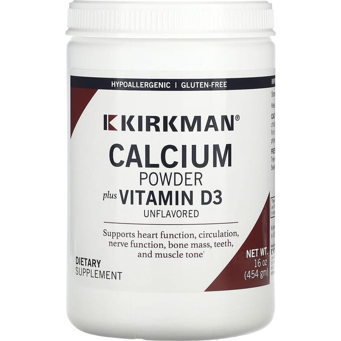 Kirkman Labs, Calcium Ongezoet Poeder met Vitamine D-3, 16 oz (454 gr)