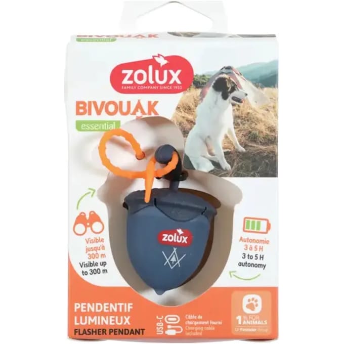 Hondhalsbandaccessoire hazelnoot Zolux Bivouak flasher usb