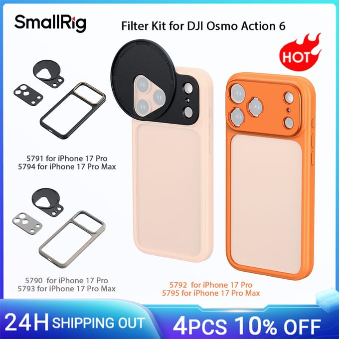 SmallRig 17 Pro FilMov fotografie bumper telefoonhoesje voor iPhone 17 Pro Max grijs/oranje/zwart met T-mount lens achterplaat