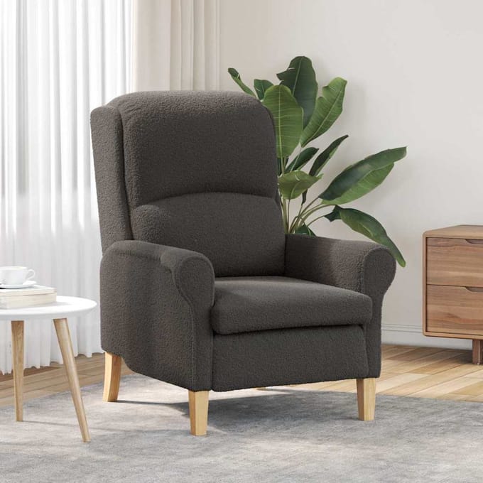 vidaXL - Fauteuil - Donkergrijs - Zachte - Sherpa-stof