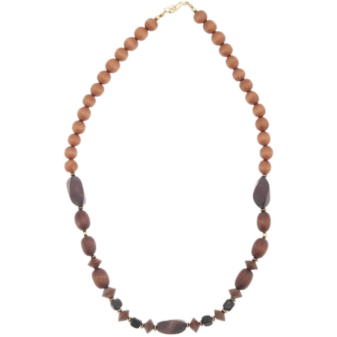 Behave – Ketting – Houten kralen – Bruin;Zwart – 90 cm – Statement look