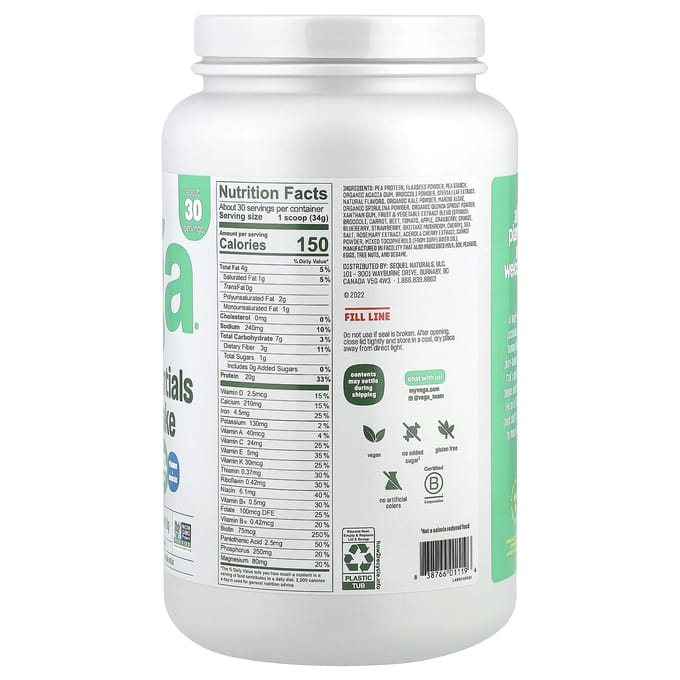 Plantaardige Essentiële Shake, Vanille, 1 kg (2lb 4.4oz)