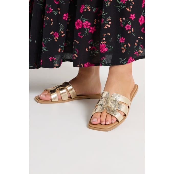 Yours Goudkleurige Muiltjes Met Uitsparing In Brede Epasvormsize 41EEE