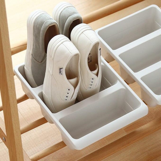 Creatieve Verticale Schoendoos Japans Plastic Drie Schoenenrek Multifunctionele Organiseer Container Ruimtebesparend Kast Opbergkoffer 1PC