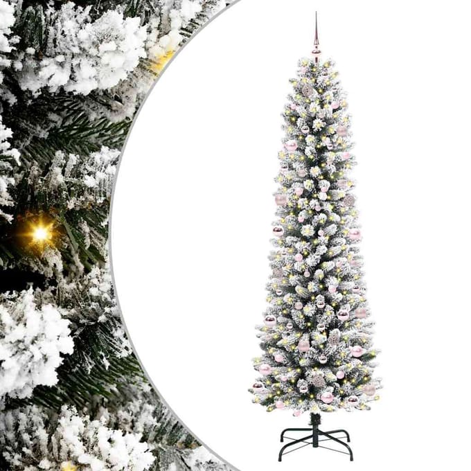 vidaXL - Kunstkerstboom - Wit - 240 - cm - PVC - en - Metaal - en - Plastic