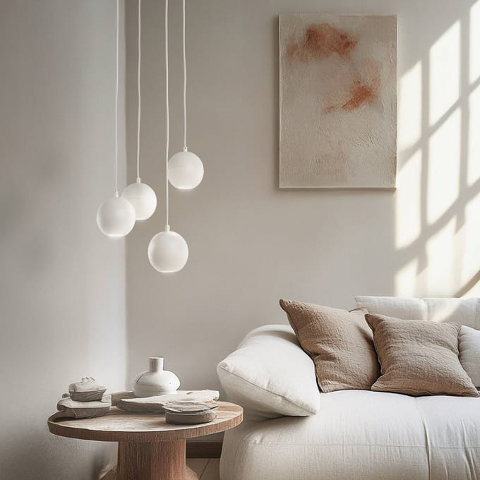 HELAM Hanglamp Midway, zandkleurig, 4-lamps, Ø 35 cm, GU10