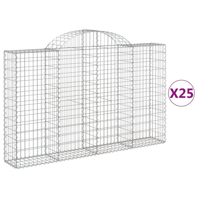 vidaXL - Schanskorven - 25 - st - gewelfd - 200x30x120/140 - cm - ijzer