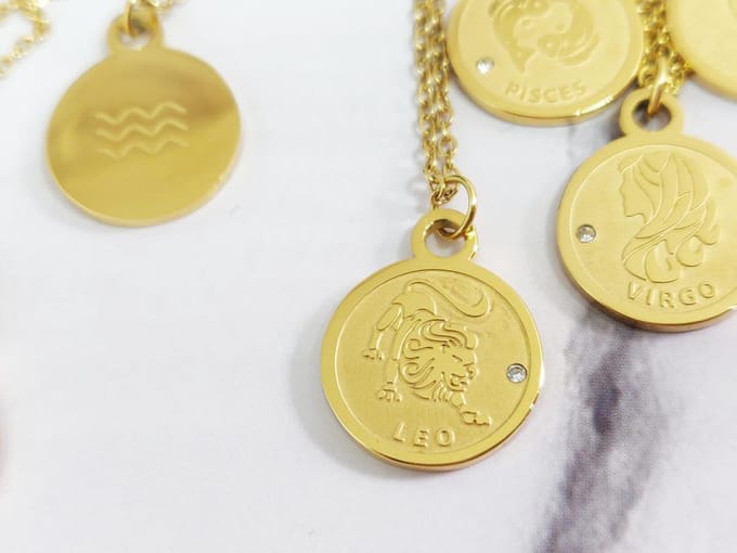 Mei's - Muse Zodiac Leeuw - ketting dames - RVS goud - 45 t/m 50 cm