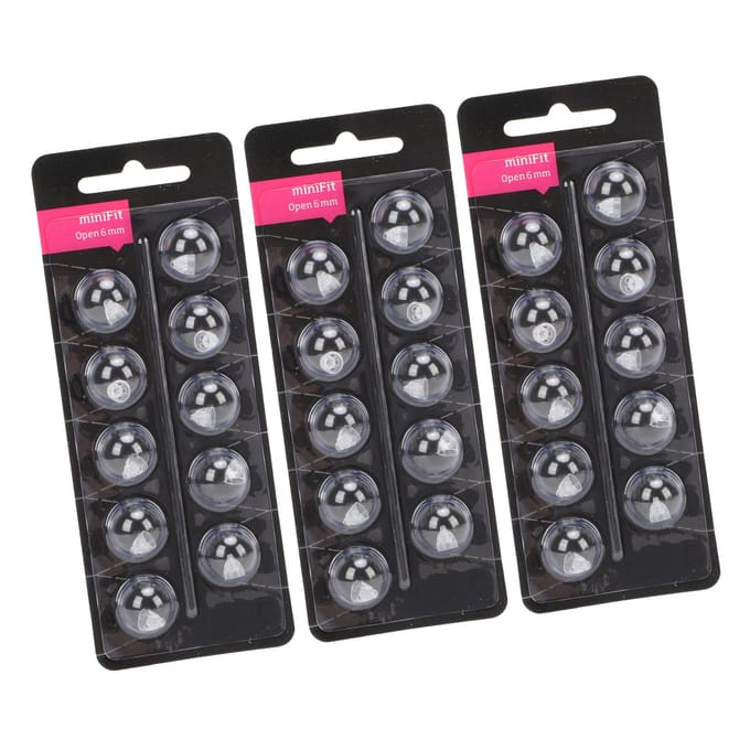 30 pièces Dômes de remplacement pour aides auditives pour MiniFit Double évent Simple couche Antistatique Silicone Ouvert 6mm / 0.24in Dia gray