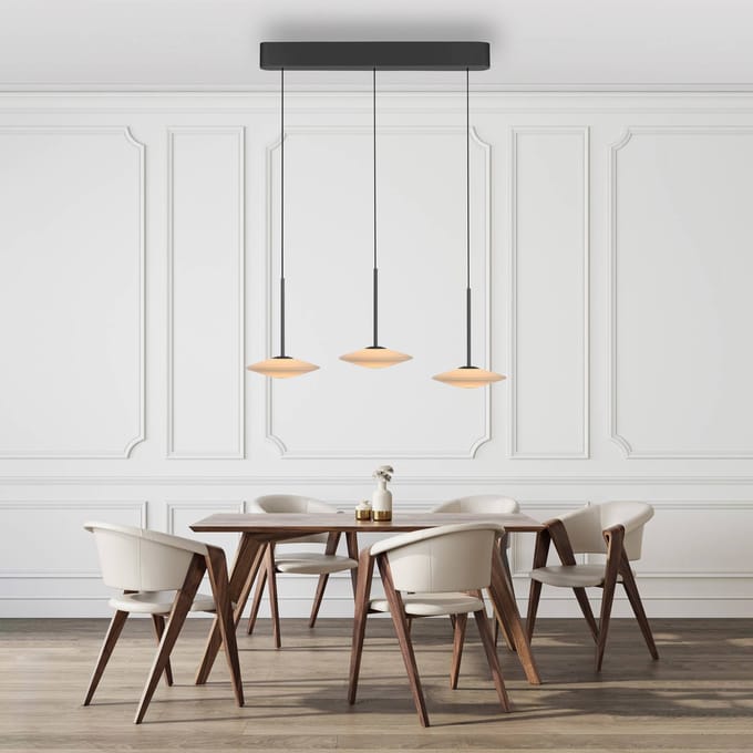 Paul Neuhaus LED hanglamp Elipsa, 3-lamps, wit/zwart