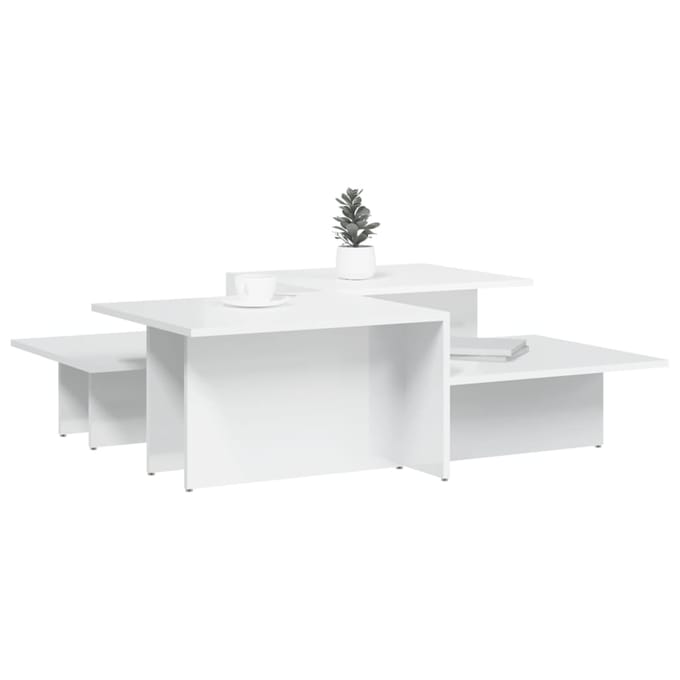vidaXL - Salontafels - 2 - st - bewerkt - hout - hoogglans - wit