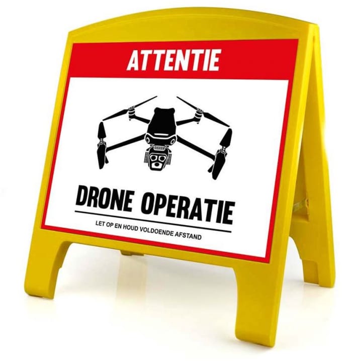 Drone Waarschuwing Bord - Groot - Drone Operatie - Rood - Nederlands