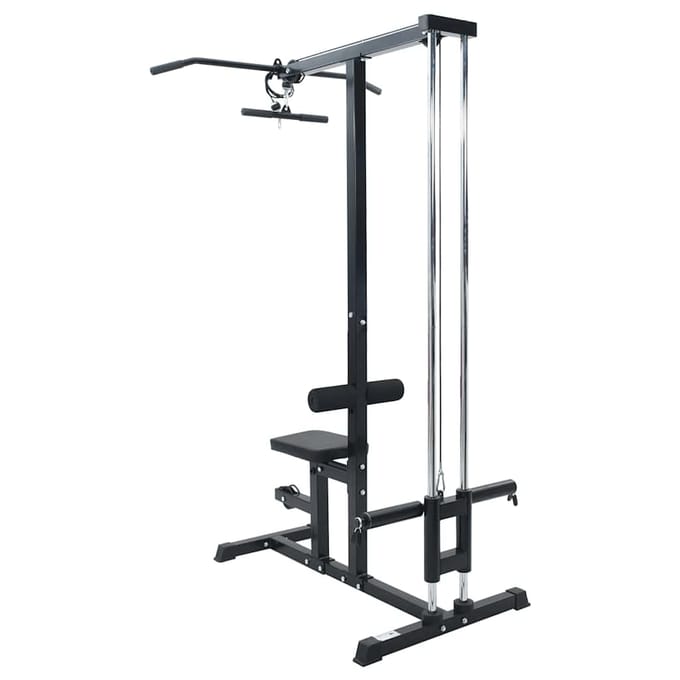 vidaXL - Lat - pulldown - machine - Zwart - 110 - x - 70 - x - 187 - cm - Gepoedercoat - staal