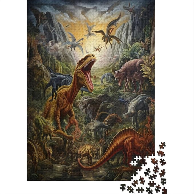 Dinosaurus Puzzel - Legpuzzel Stukjes - Ontspanning Thuis - Unieke Vormen - 1000 Stukjes - Multi-color