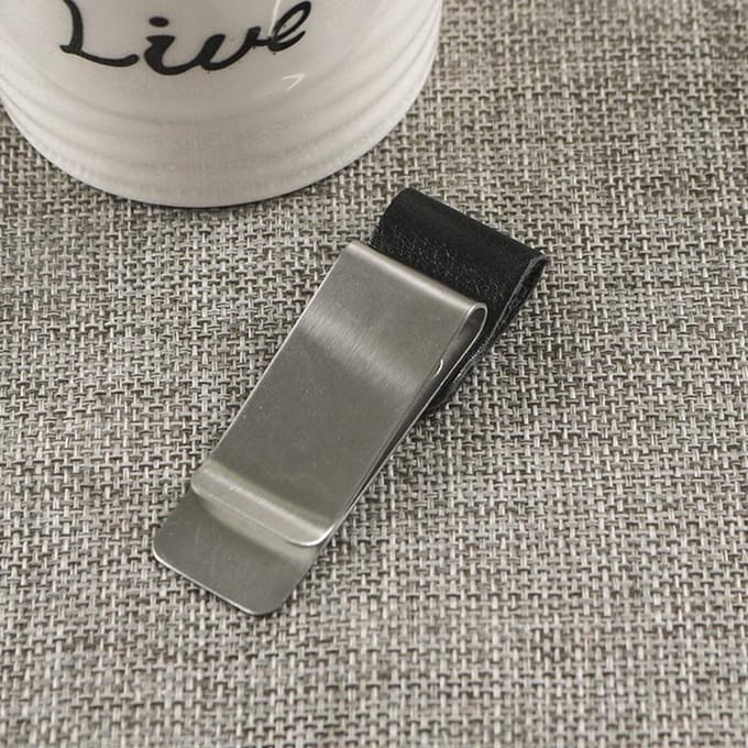 Geld Clip met Leer - Money Clip - Briefgeld houder - Zilver
