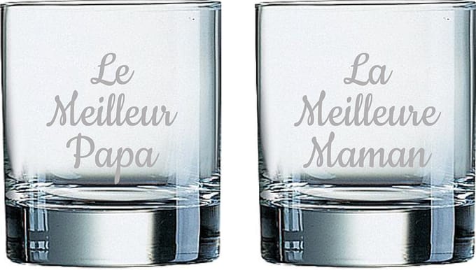 Whiskeyglas gegraveerd - 20cl - Le Meilleur Papa & La Meilleure Maman