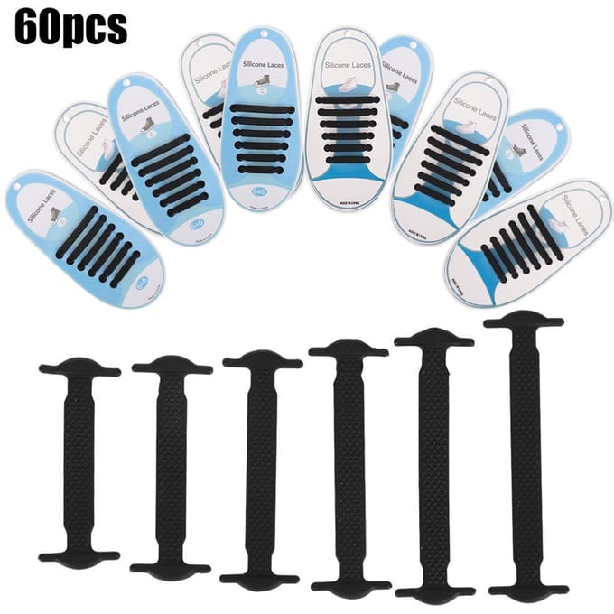 60 stuks Siliconen Luie Schoenveters Elastisch Zonder Strikken Schoenveters Hardlopen Sneakers Schoenveter voor Kind gray
