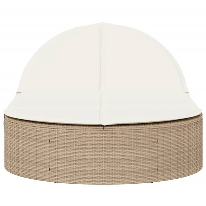 vidaXL - Ligbed - 2-persoons - met - kussens - poly - rattan - beige