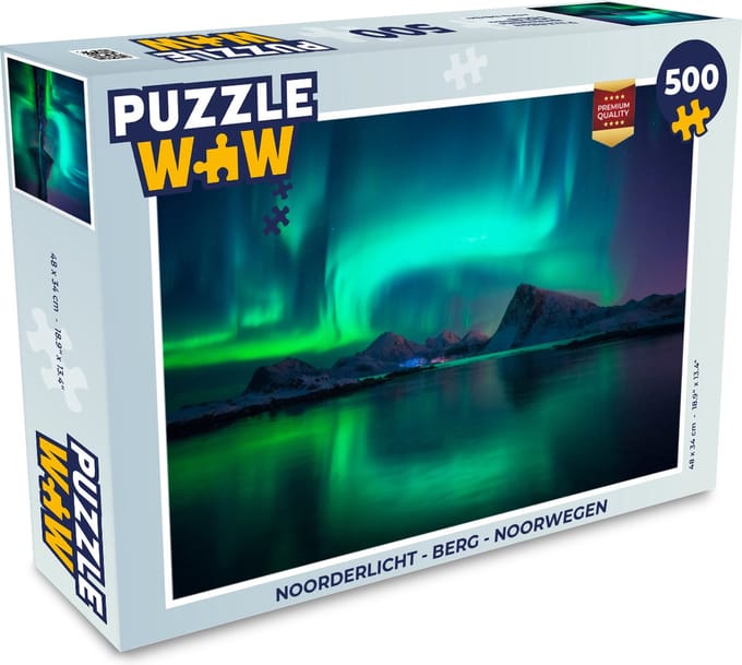 Puzzel Noorderlicht - Berg - Noorwegen - Legpuzzel - Puzzel 500 stukjes