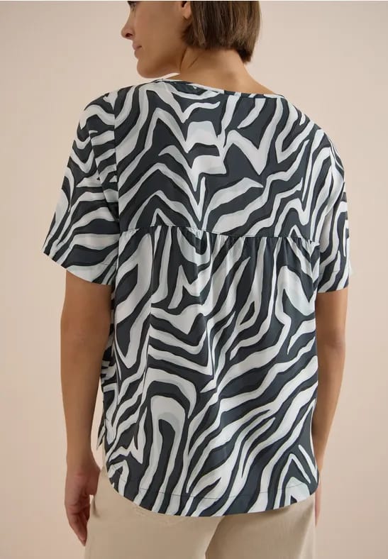 Blouse shirt met ronde hals en print