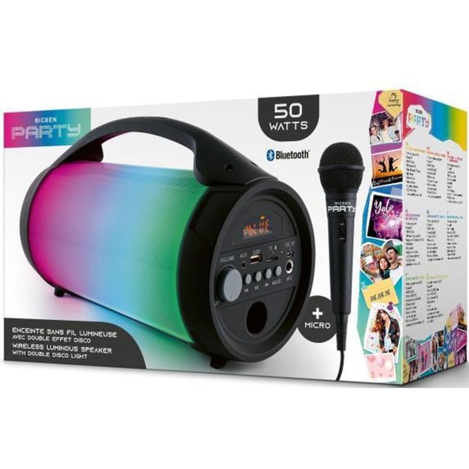 BigBen Interactive Party Speaker Lite Zwart + Microfoon Radio's, speakers en muziekspelers