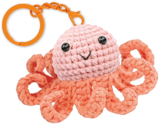 AVENIR Leren Haken - Dancing Octopus - 7X4Cm - Sleutelhanger - 8 Jaar
