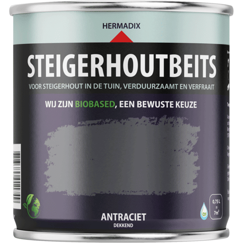 Hermadix Steigerhoutbeits - 0,75 liter - Antraciet
