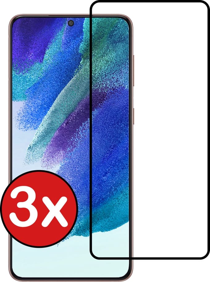 Screenprotector - 3 Stuks - Geschikt voor Samsung Galaxy S21 FE - Full Cover - Beschermglas - Gehard Glas - Tempered Glass - Screen Protector