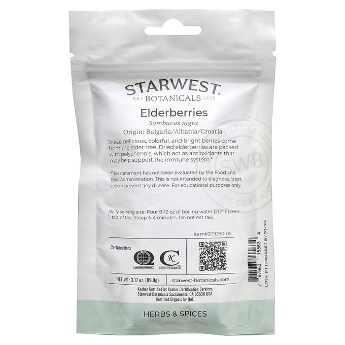 Baies de sureau bio, 89,9 g(3,17 oz) white