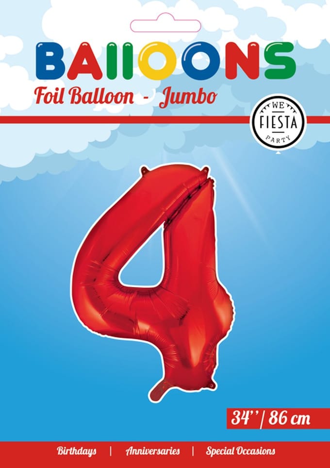 Folieballon 34" nmr. 4 - Rood