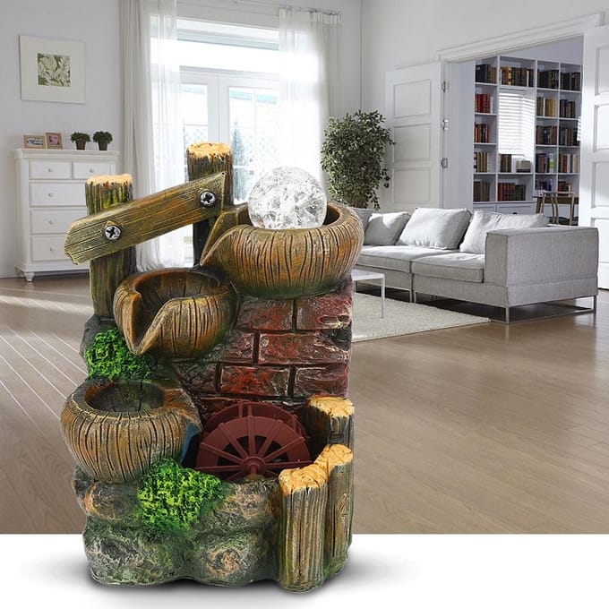 Hars Desktop Fontein Stromend Water Ornament Huis Kantoor Tafeldecoratie black