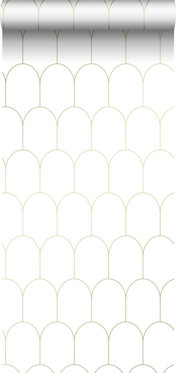 ESTAhome behang art deco motief wit en goud - 53 cm x 10.05 m - 139139