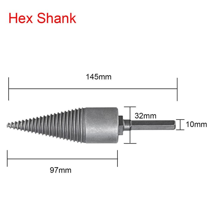 Bois de bûche fendant le marteau électrique foret séparateur cône bois de chauffage fendu Hex shank