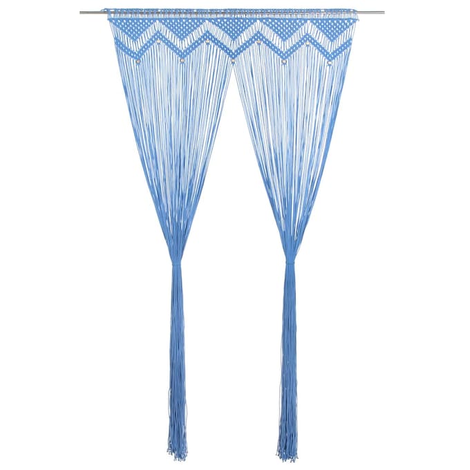 vidaXL - Gordijn - macramé - 140x240 - cm - katoen - blauw