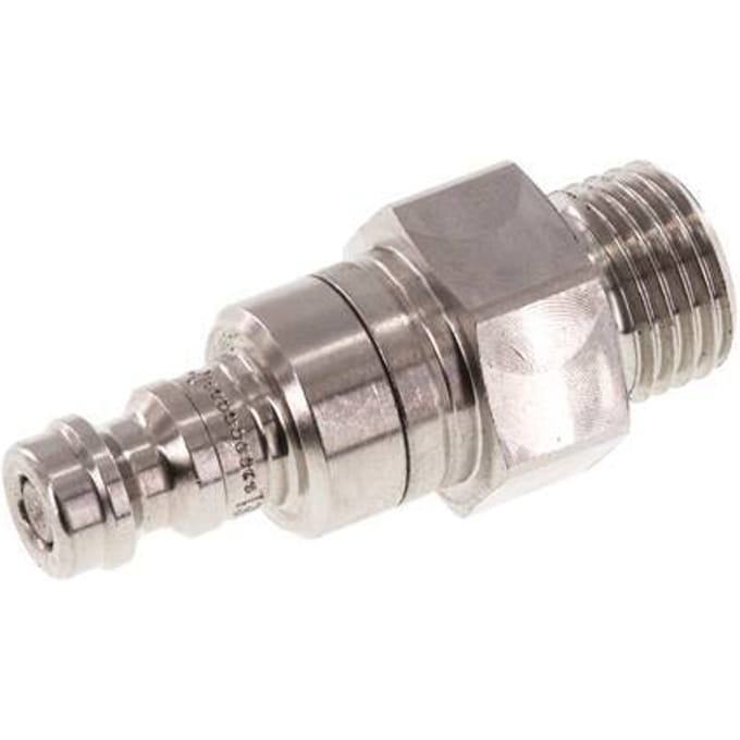 RVS 306L DN 5 Luchtkoppeling Insteeknippel G 1/4 inch Buitendraad Double Shut-Off - CLP5-M-SSL-SV-P-014