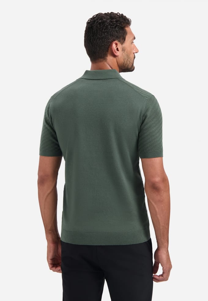 No Excess Pullover Short Sleeve Polo Zip Solid Jacquard Dark Green Größe: XL | Poloshirts Outlet | Herren | Grün