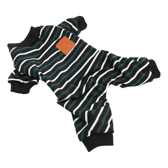 Gestreept Hondenpyjama Modieus Schattig Warm Comfortabel Rekbaar Hondenjumpsuit voor Honden Puppy's Katten XL black