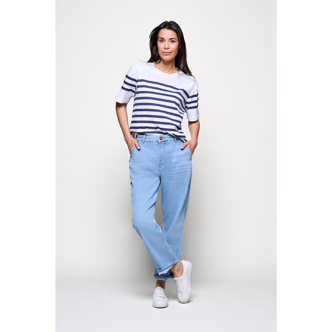 Caroline Tensen Elba Streep T-Shirt Wit / Navy