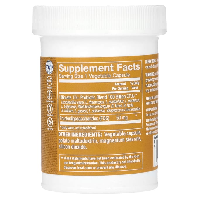 The Vitamin Shoppe, Ultimate 10+ Probiotic, 100 miljard, 30 vegetarische capsules